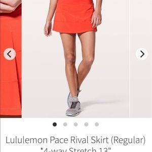 Lululemon pace rival skirt size 10